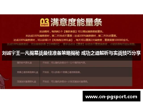 刘诚宇王一凡揭幕战最佳准备策略揭秘 成功之道解析与实战技巧分享